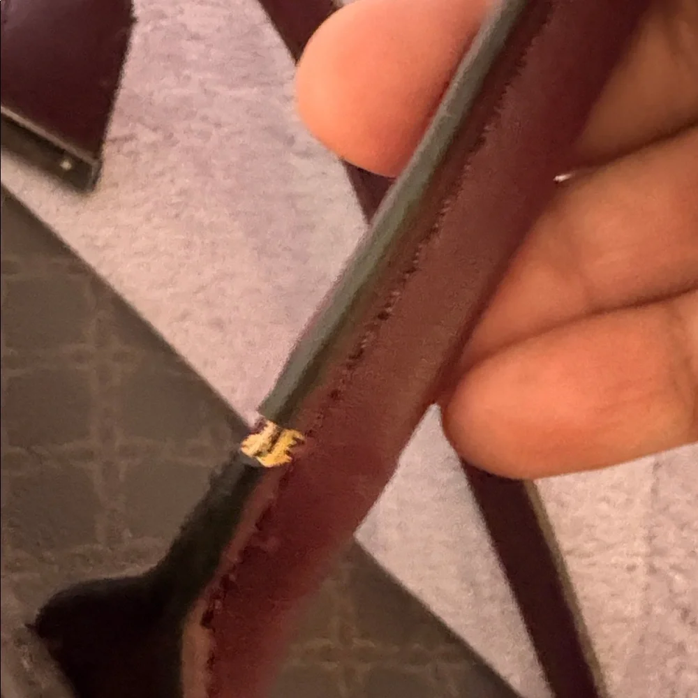 Nine West Burgundy & Brown Monogram Satchel – Faux Leather Crossbody Bag